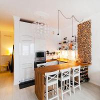 การออกแบบห้องครัว - ห้องนั่งเล่นขนาด 20 ตารางเมตร ม
